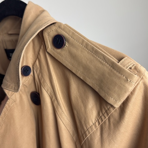 ZARA Basic Camel Color Trench Coat with Buttons down the Back Size Small - Picture 7 of 9